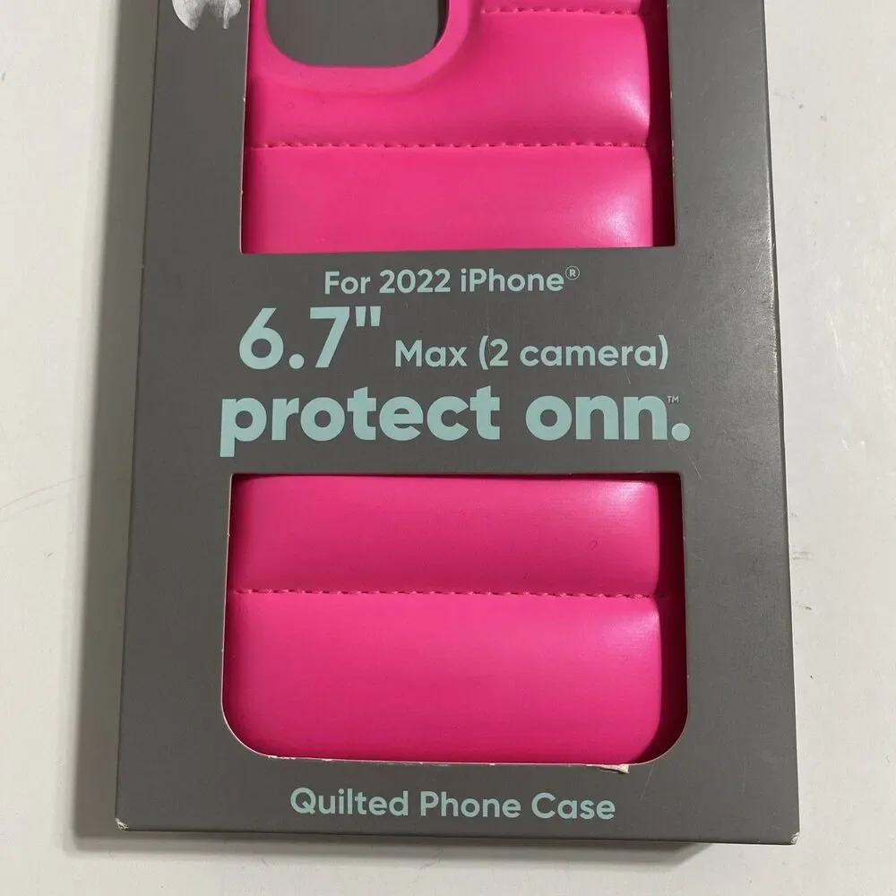 Puffer Phone Case for iPhone 14 Plus Neon Hot Pink Puffy Quilted Luxe NEW